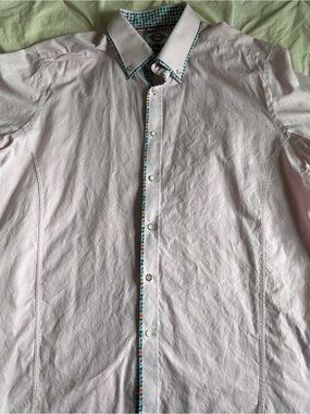 Men's US XL Jermyn & Bond Light Pink Patterned Button-Up Dress Shirt